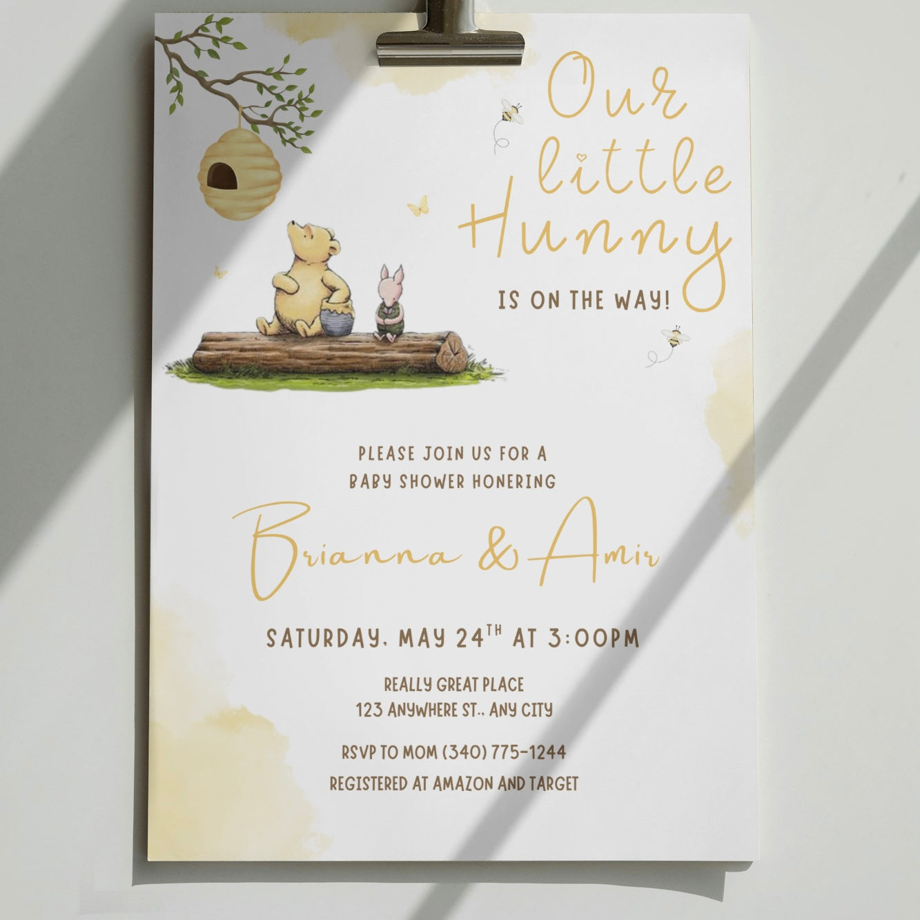 Our Little Hunny DIGITAL Baby Shower Invitation