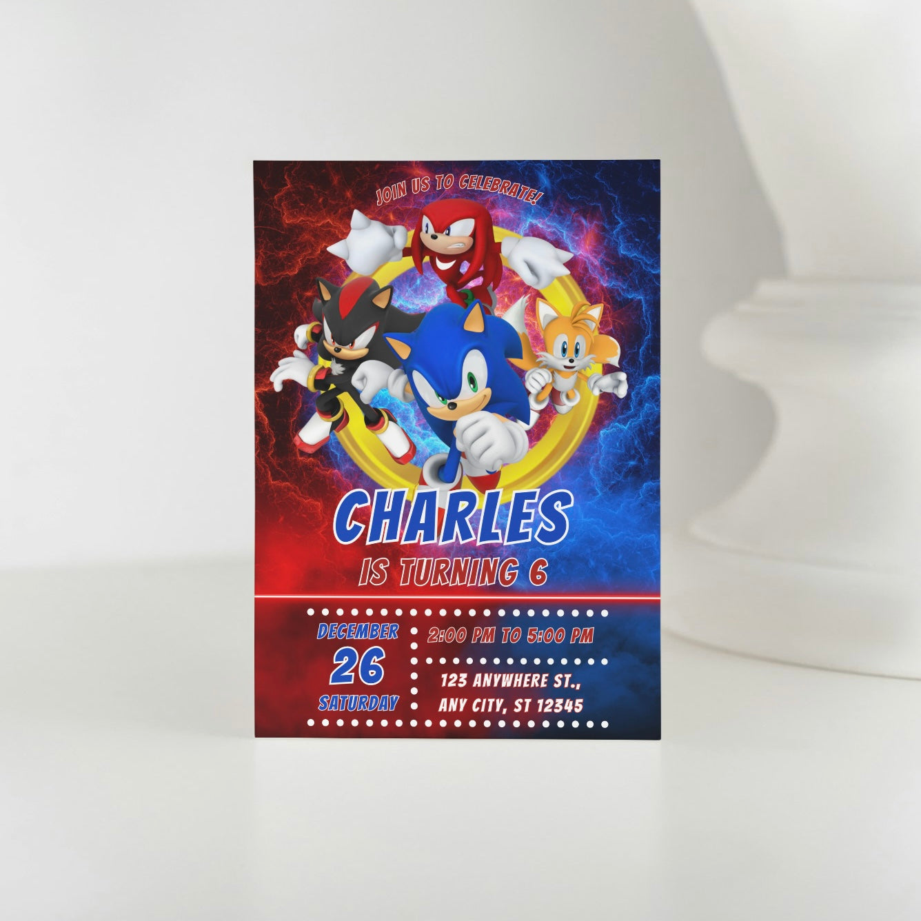 Sonic DIGITAL Birthday Invitation