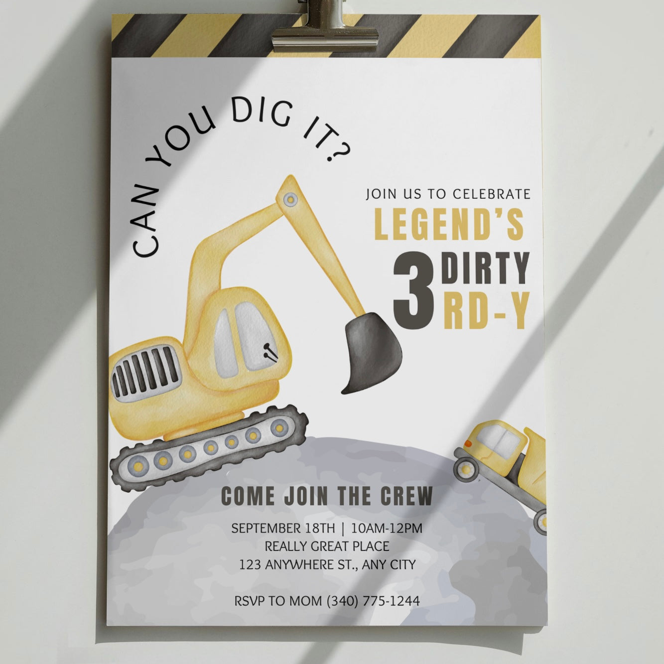 Can You Dig It? DIGITAL Birthday Invitation