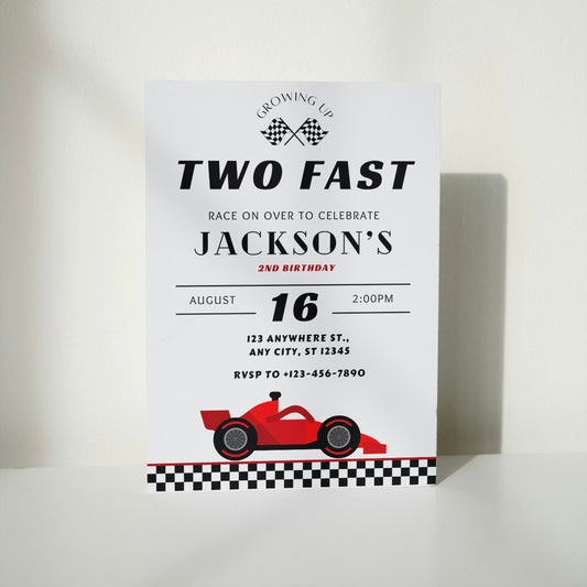 TWO Fast DIGITAL Birthday Invitation