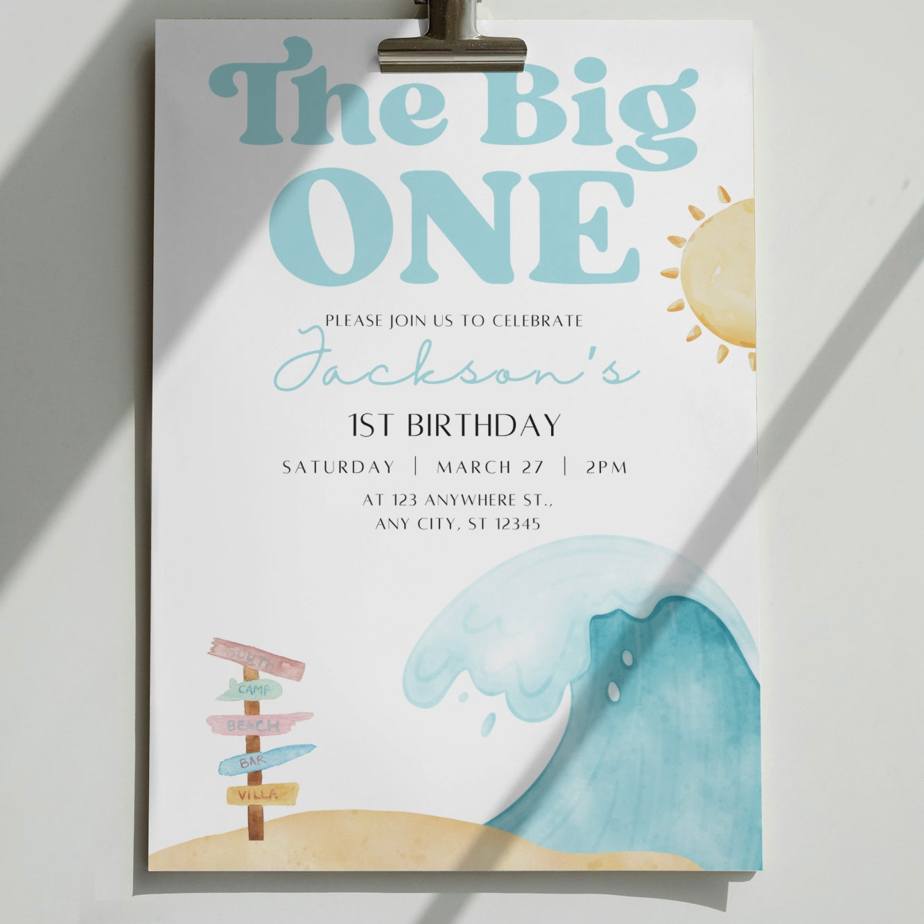 The Big One DIGITAL Birthday Invitation