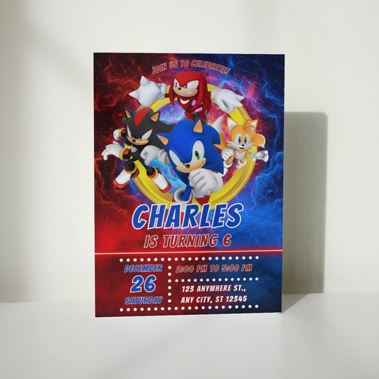 Sonic DIGITAL Birthday Invitation