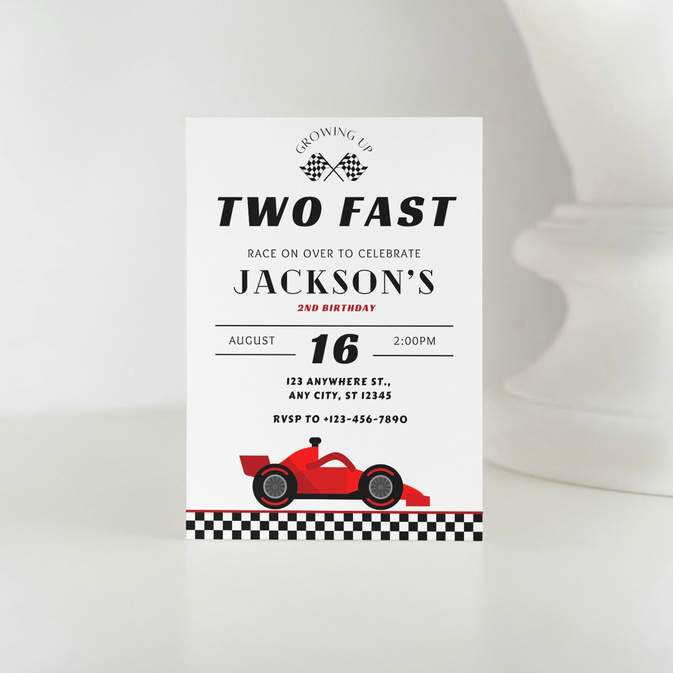 TWO Fast DIGITAL Birthday Invitation
