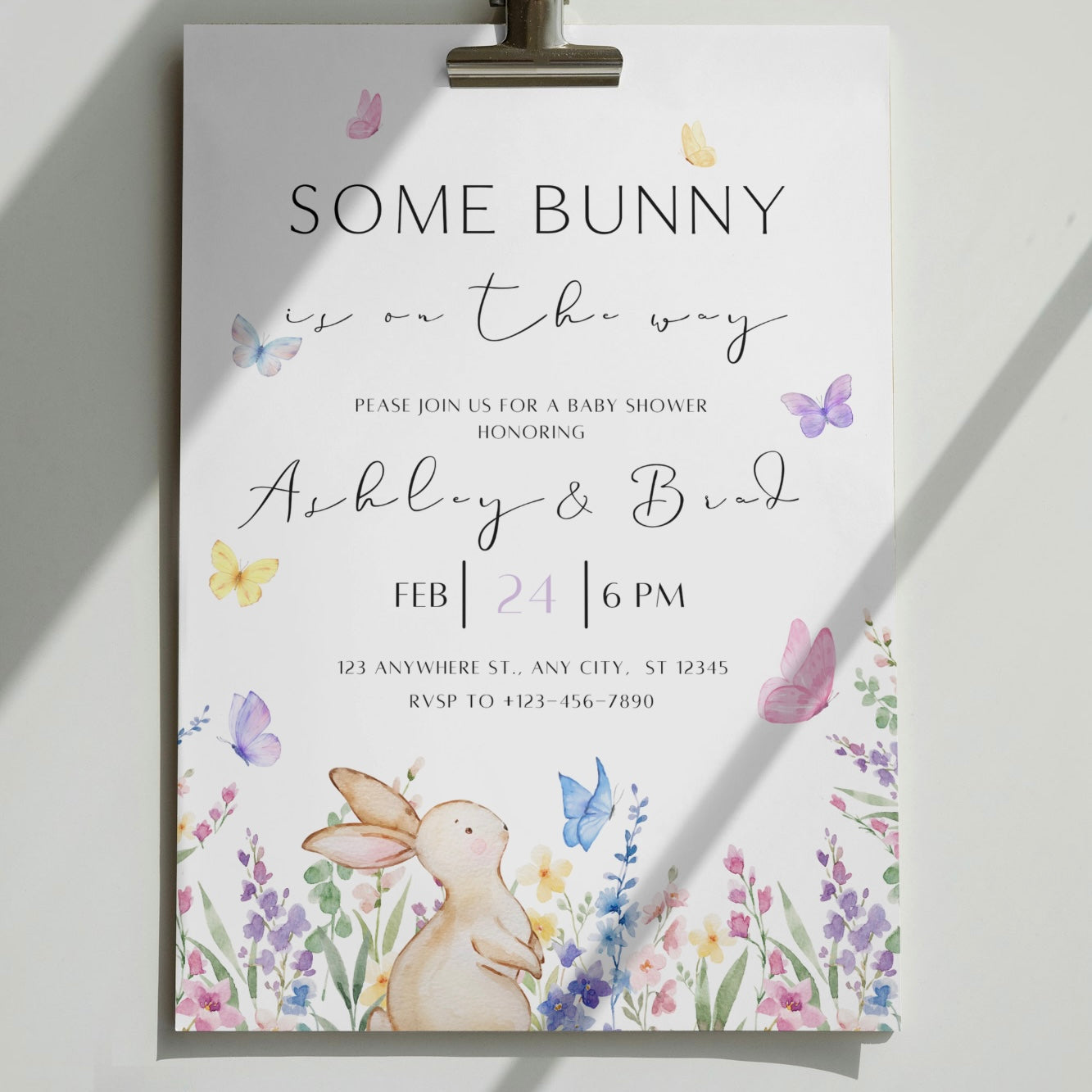 SOMEBUNNY Is On The Way DIGITAL Baby Shower Invitation