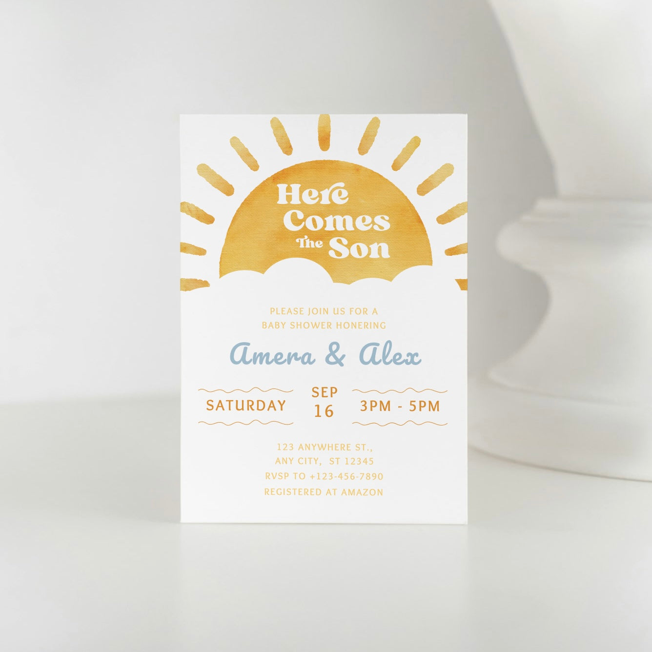 Here Comes the Son DIGITAL Baby Shower Invitation